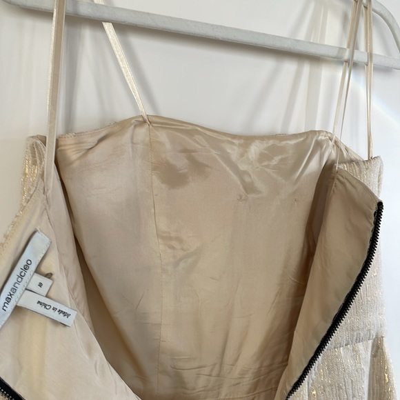 Max and Cleo | Strapless Champagne Gold Dress with Pockets - size 10 - Picture 8 of 9